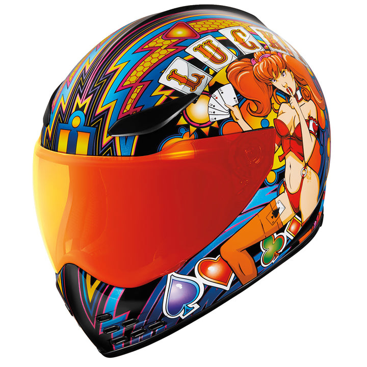 ICON Domain™ Lucky Lid 4 Helmet Red - Front Left Side View