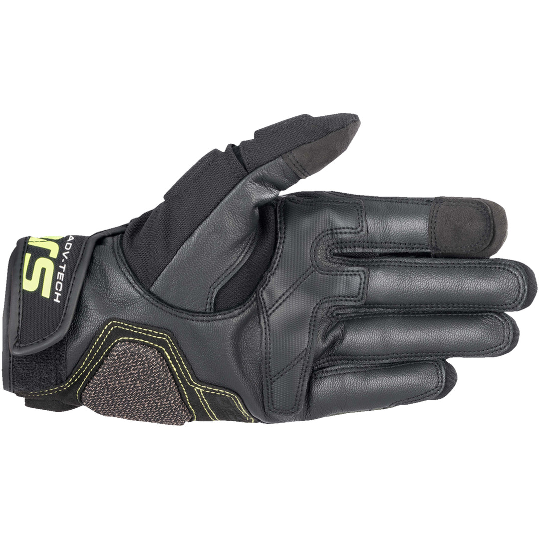 Alpinestars Halo Leather Gloves Forest Black/Fluo Yellow - Palm View