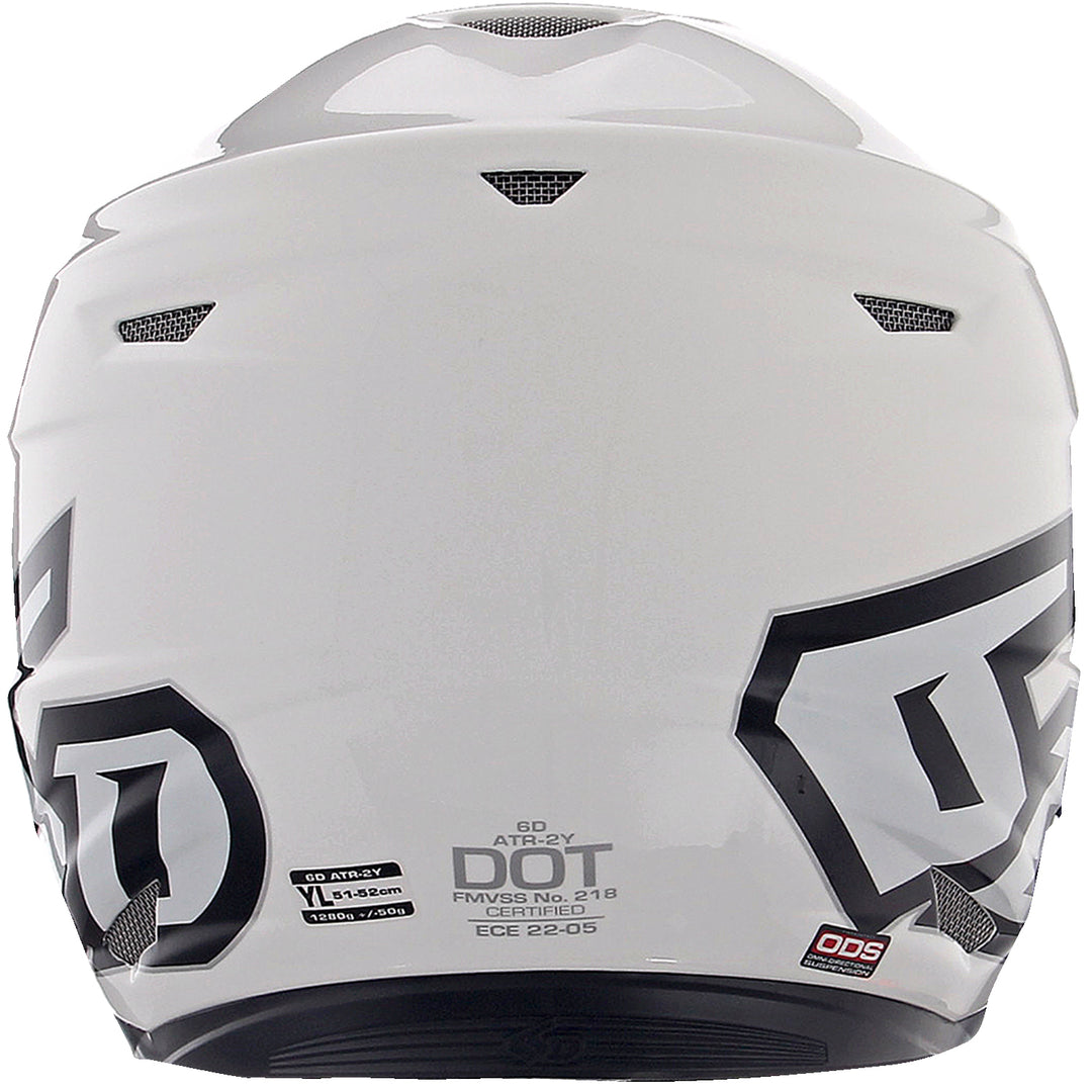 6D Helmets ATR-2 Solid Helmet Gloss White - Rear View