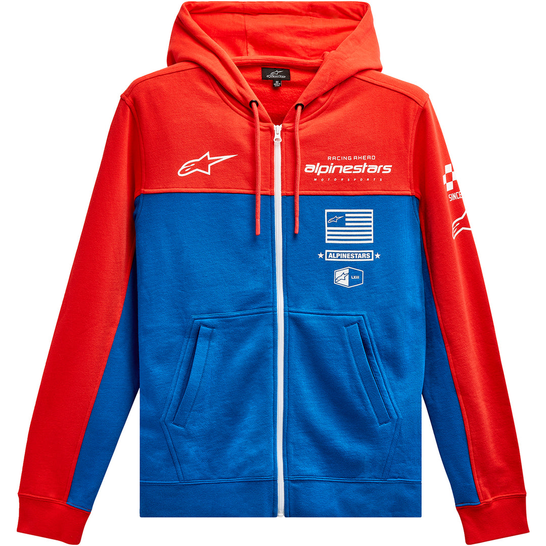 Alpinestars H Block Hoodie Warm Red/Bright Blue - Front View
