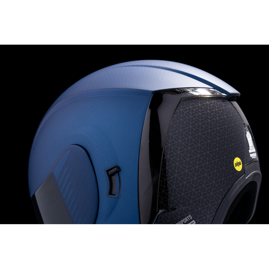 ICON Airform™ Counterstrike MIPS® Helmet Blue - Close-Up of Rear Left Side Details