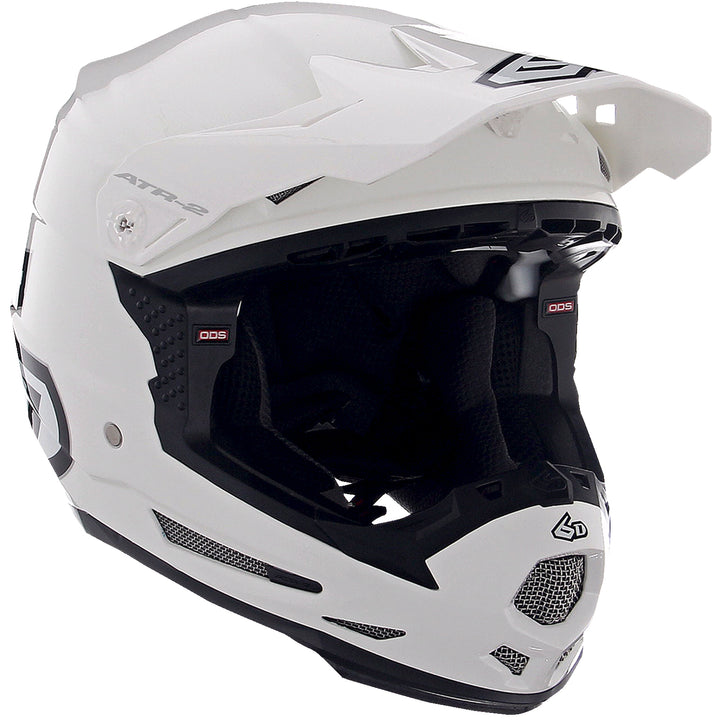 6D Helmets ATR-2 Solid Helmet Gloss White - Front Right Side View