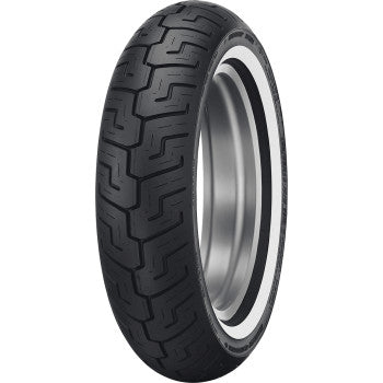 Dunlop D401 Tire Rear - Angled Side View of Narrow White Wall