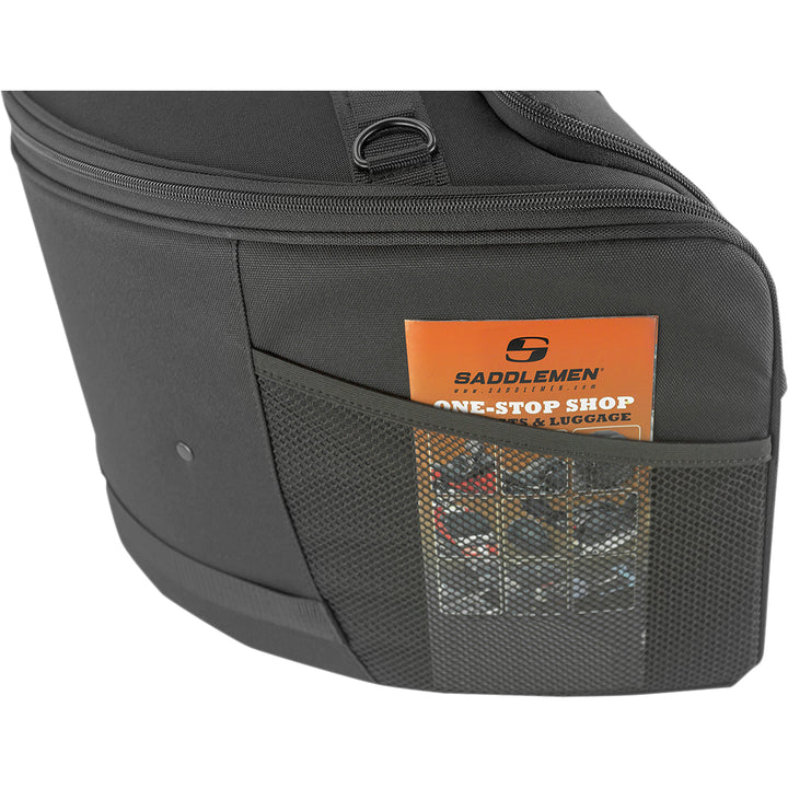 SADDLEMEN BR2200 Tactical Backrest Bag - Side View with Pamphlet in Mesh Pocket