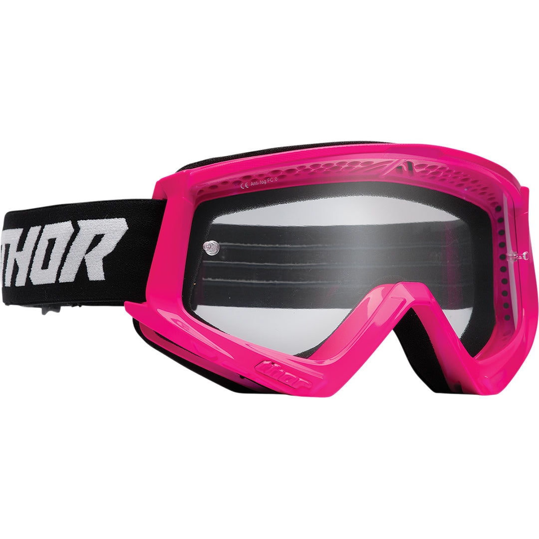 THOR Combat Racer Goggles Flo Pink/Black - Front Side View