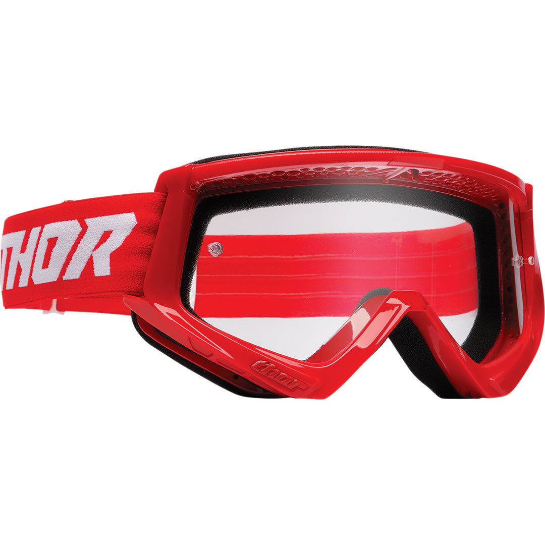 THOR Youth Combat Racer Goggles Red/White - Front Side View