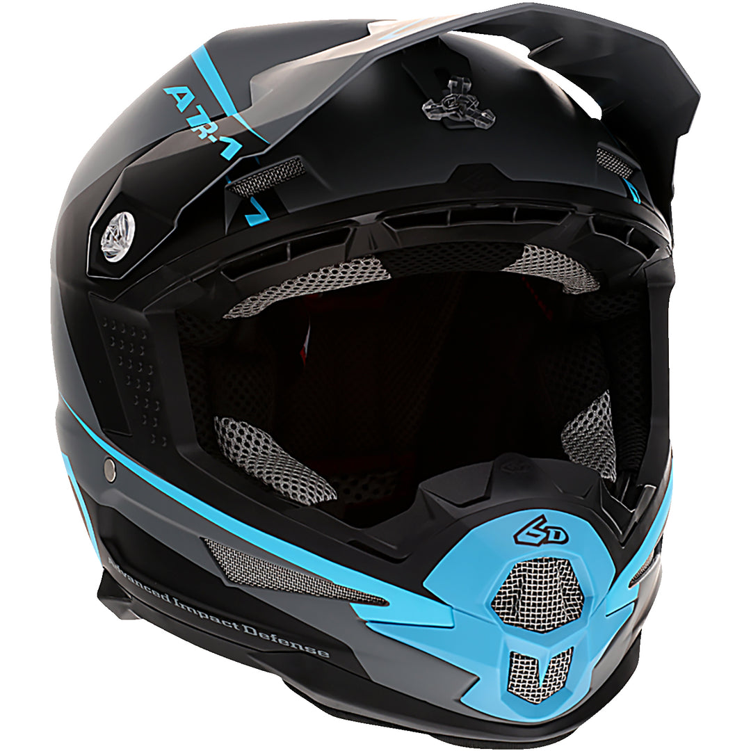 6D Helmets ATR-1 Stealth Helmet Cyan - Front Right Side View