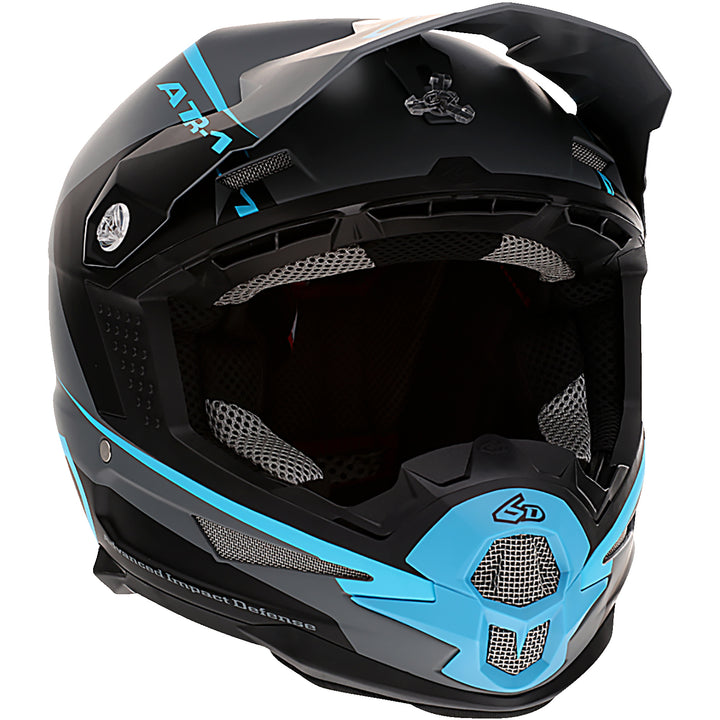 6D Helmets ATR-1 Stealth Helmet Cyan - Front Right Side View