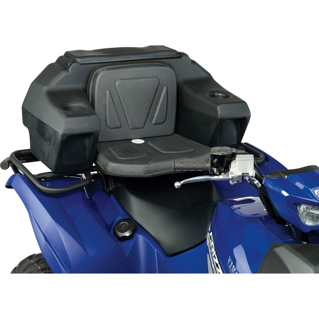MOOSE UTILITY Helmet Storage Rear Trunk - Front Side View Installed on ATV