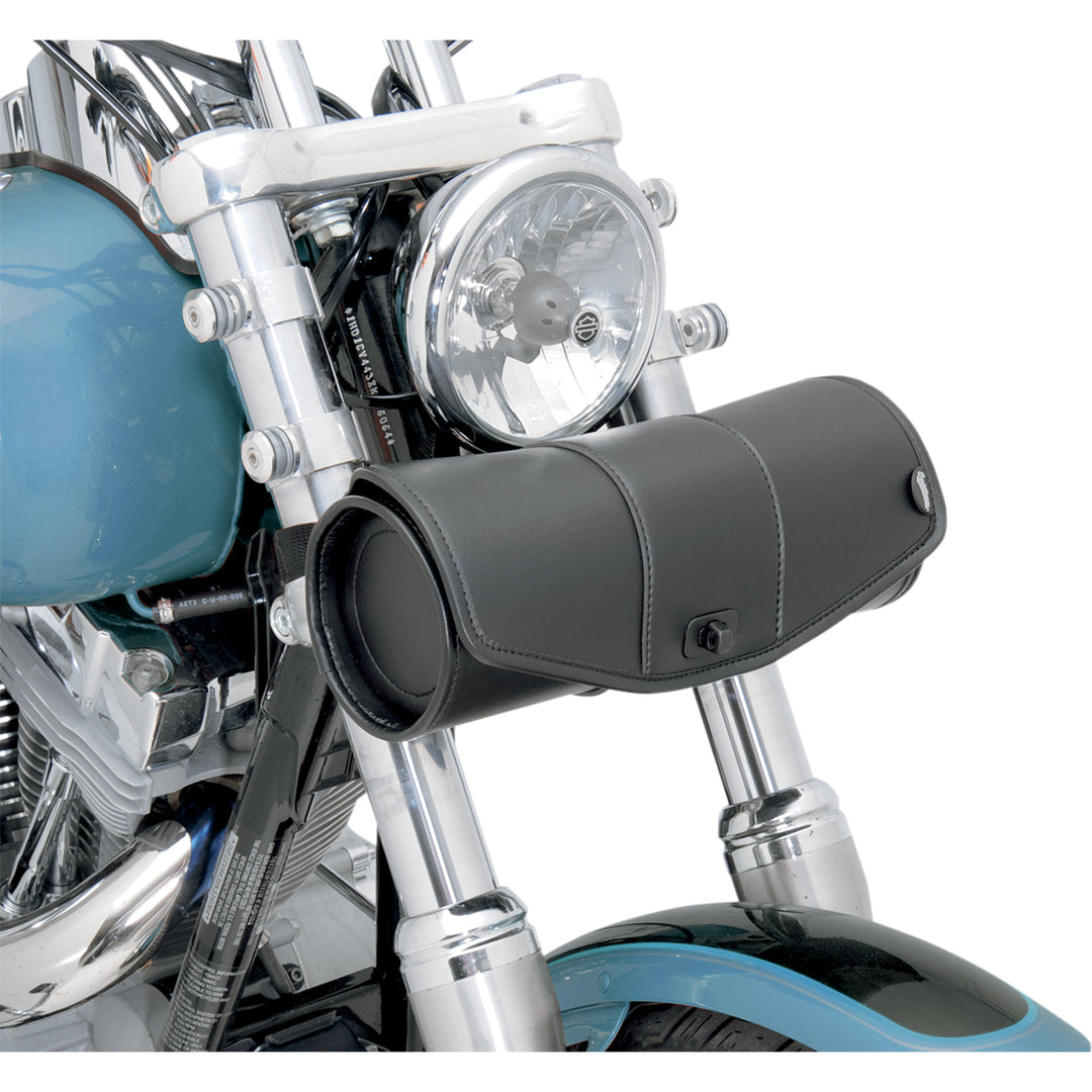 SADDLEMEN Cruis'n Deluxe Tool Bag - Front Side View Attached to Front Forks