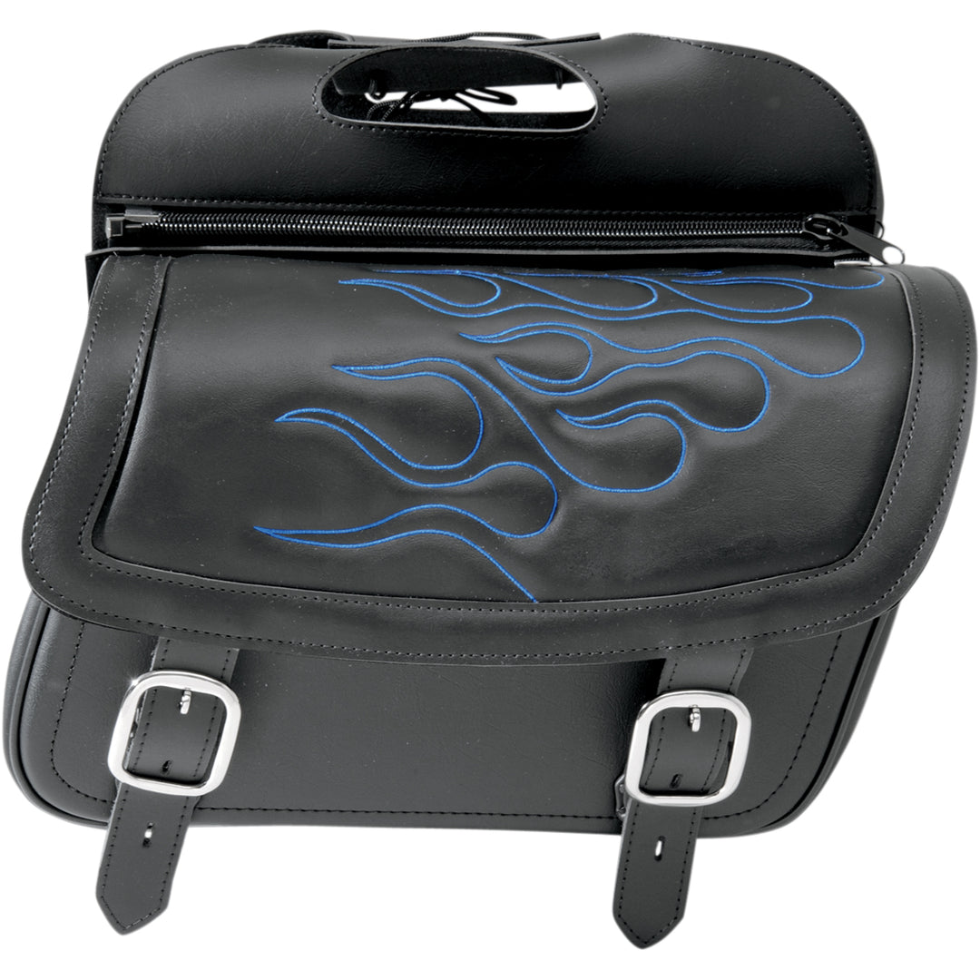 SADDLEMEN Highwayman Tattoo Saddlebags Blue - Side View