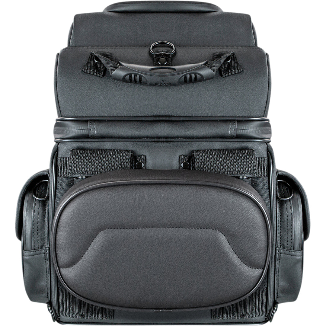 SADDLEMEN BR1800D Sissy Bar Bag - Rear View with Mesh Pocket Attached