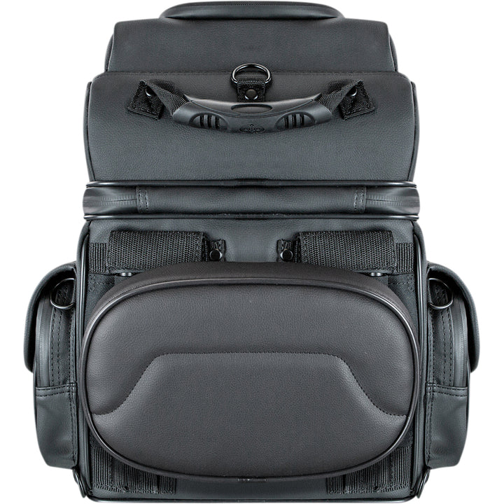 SADDLEMEN BR1800D Sissy Bar Bag - Rear View with Mesh Pocket Attached