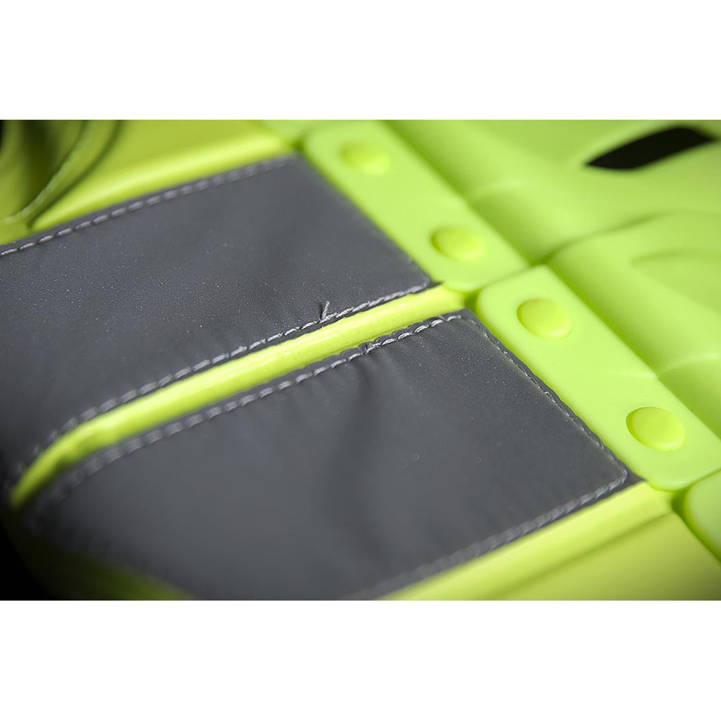 ICON Stryker Vest Yel - Close-Up of Side Details of Spine Plates