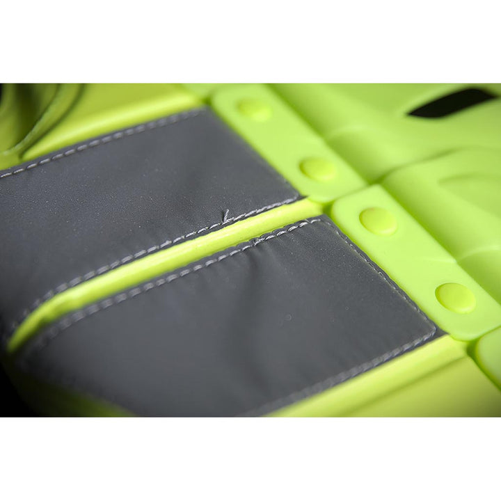 ICON Stryker Vest Yel - Close-Up of Side Details of Spine Plates