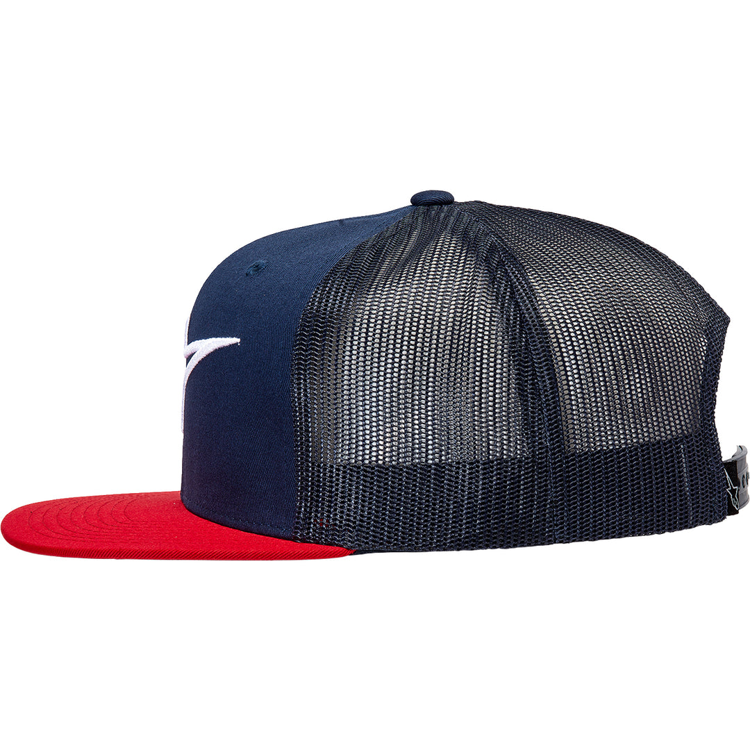 Alpinestars Corp Trucker Hat Navy/Red - Left Side View
