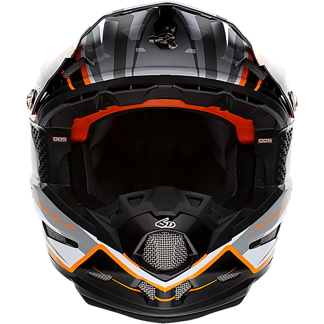 6D Helmets ATR-2 Phase Helmet White/Orange - Front View