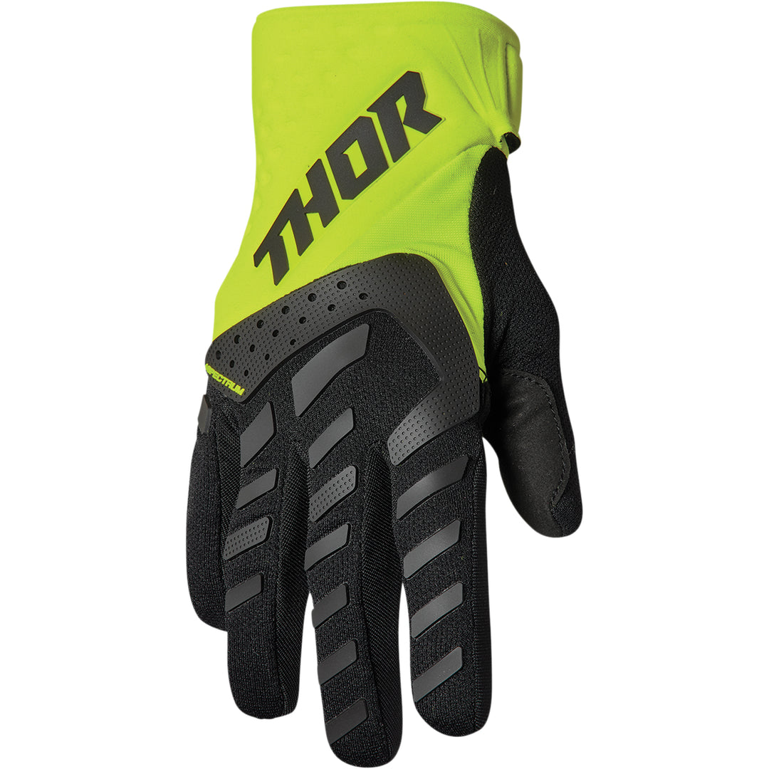 THOR Youth Spectrum Gloves Black/Acid - Back of Hand View