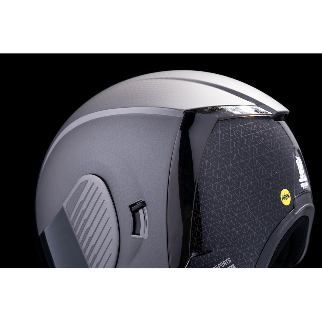 ICON Airform™ Counterstrike MIPS® Helmet Silver - Close-Up of Rear Left Side Details