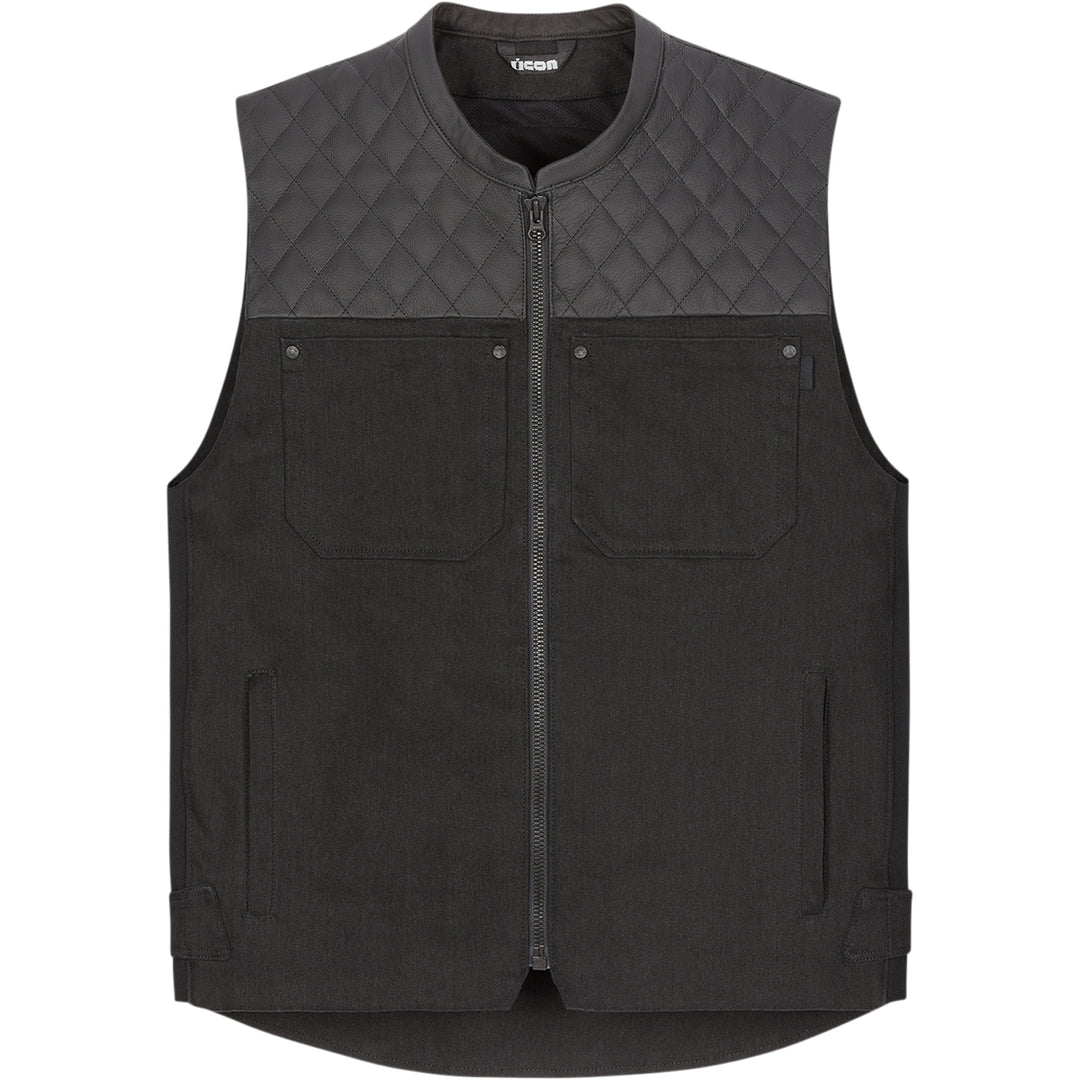 ICON Chamonix Denim Vest Black - Front View