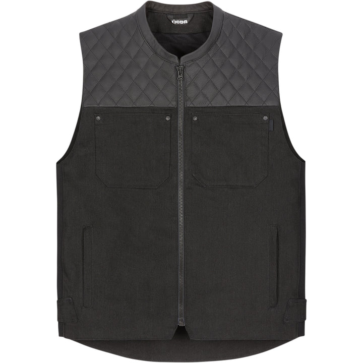 ICON Chamonix Denim Vest Black - Front View