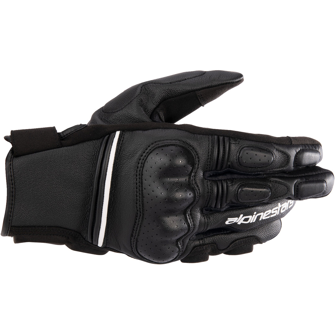 Alpinestars Phenom Leather Gloves Black/White - Back of Hand View