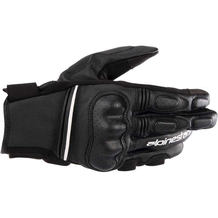 Alpinestars Phenom Leather Gloves Black/White - Back of Hand View