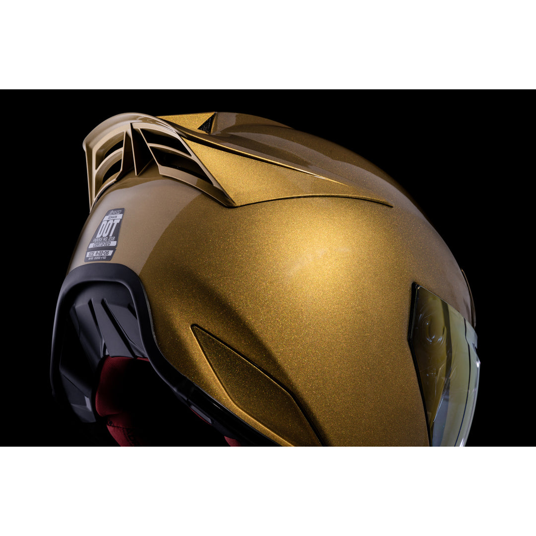 ICON Domain™ Cornelius Helmet Gold - Close-up of Rear Right Side View