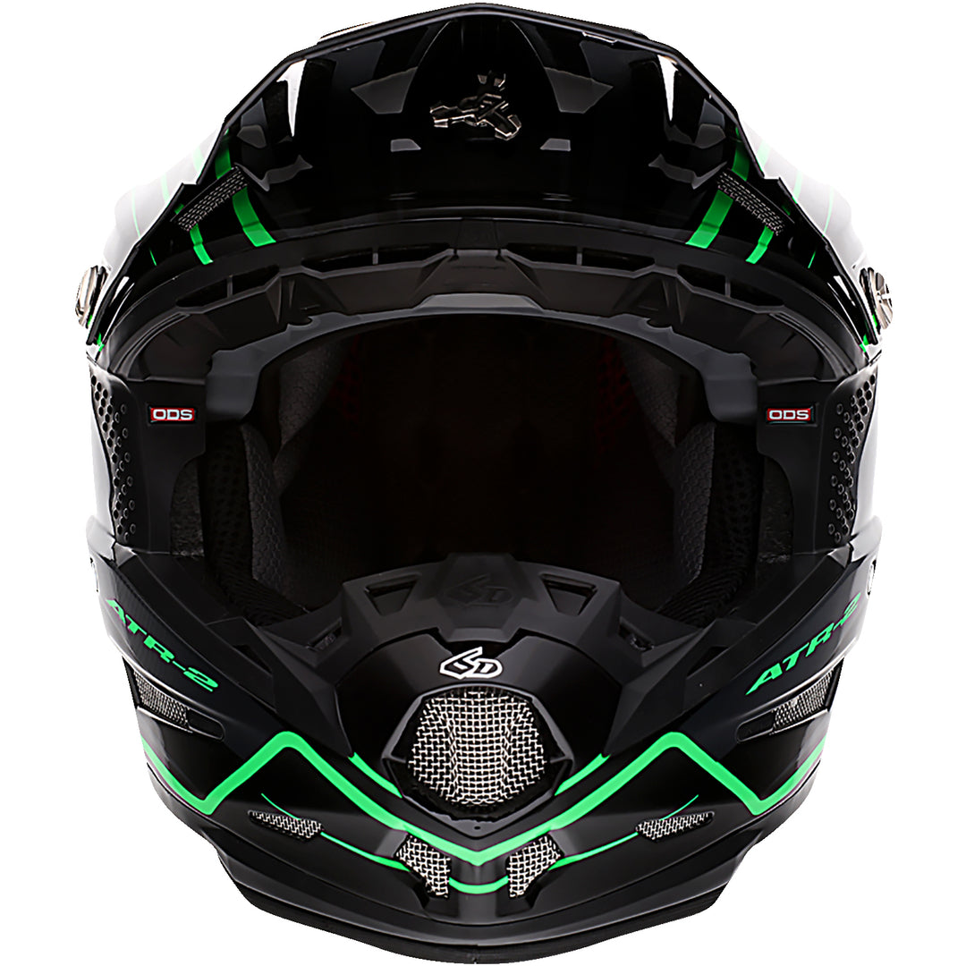6D Helmets ATR-2 Phase Helmet Black/Green - Front View