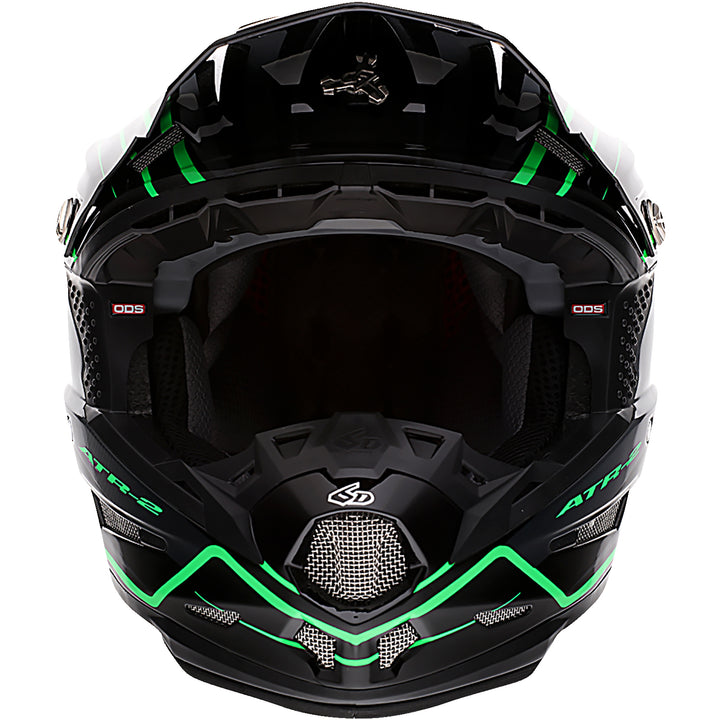 6D Helmets ATR-2 Phase Helmet Black/Green - Front View