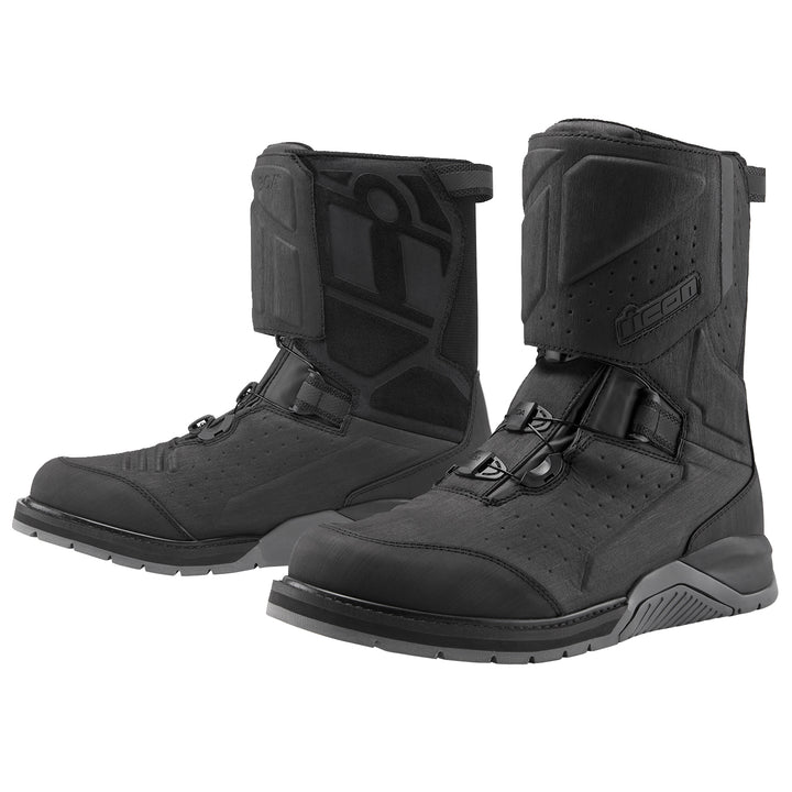 ICON Alcan Waterproof Boots Black - Front Side View of Pair
