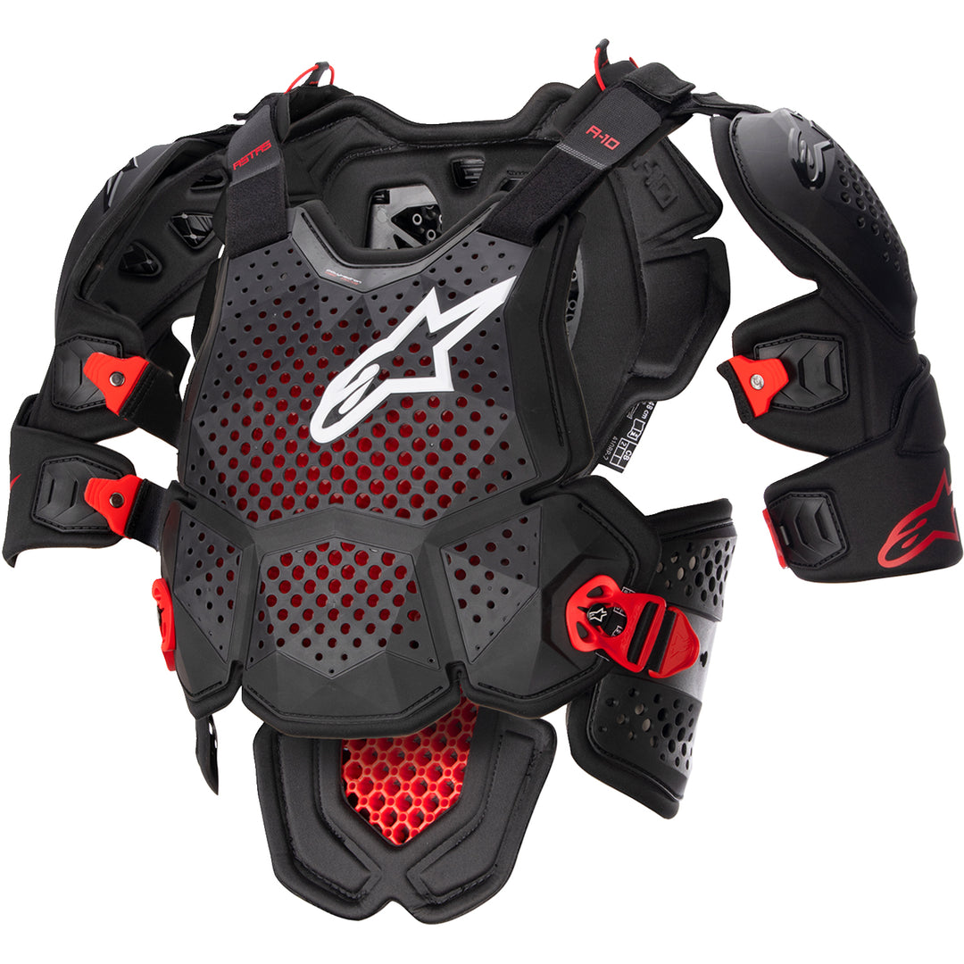 Alpinestars A-10 Roost Guard V2 Black/Red - Front View