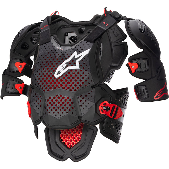 Alpinestars A-10 Roost Guard V2 Black/Red - Front View