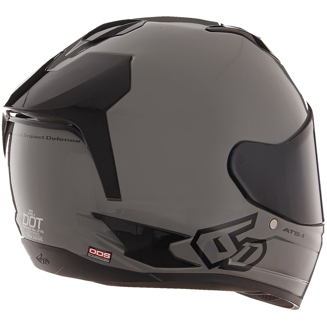 6D Helmets ATS-1R Solid Helmet Gloss Gray - Rear Right Side View