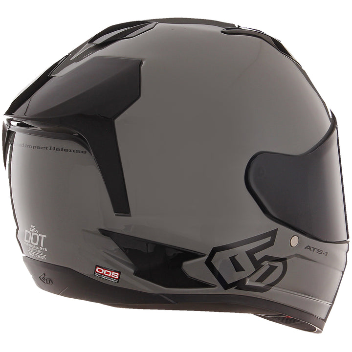 6D Helmets ATS-1R Solid Helmet Gloss Gray - Rear Right Side View