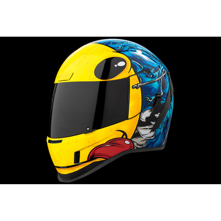 ICON Airform™ Brozak MIPS® Helmet Blue - Front Left Side View with Dark Studio Background