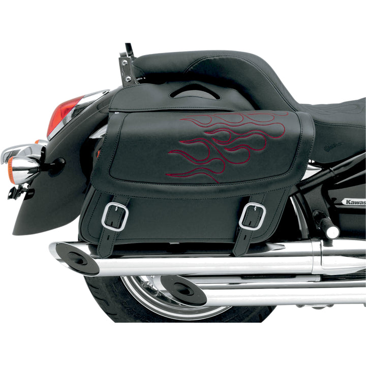 SADDLEMEN Highwayman Tattoo Saddlebags Dark Red - Side View