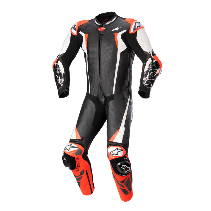 Alpinestars Racing Absolute v2 Leather Suit Black/White/Red - Front View