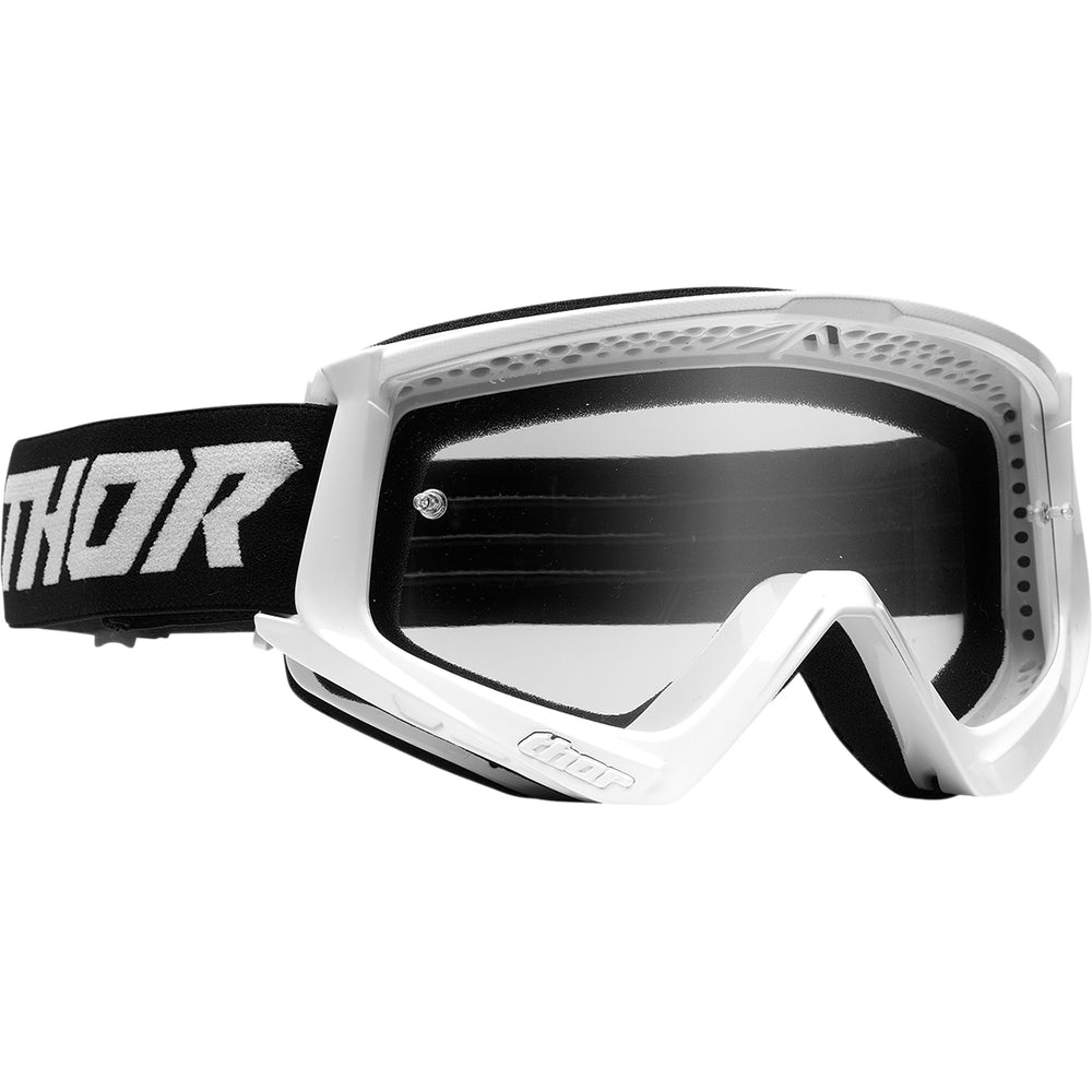 THOR Youth Combat Racer Goggles White/Black - Front Side View
