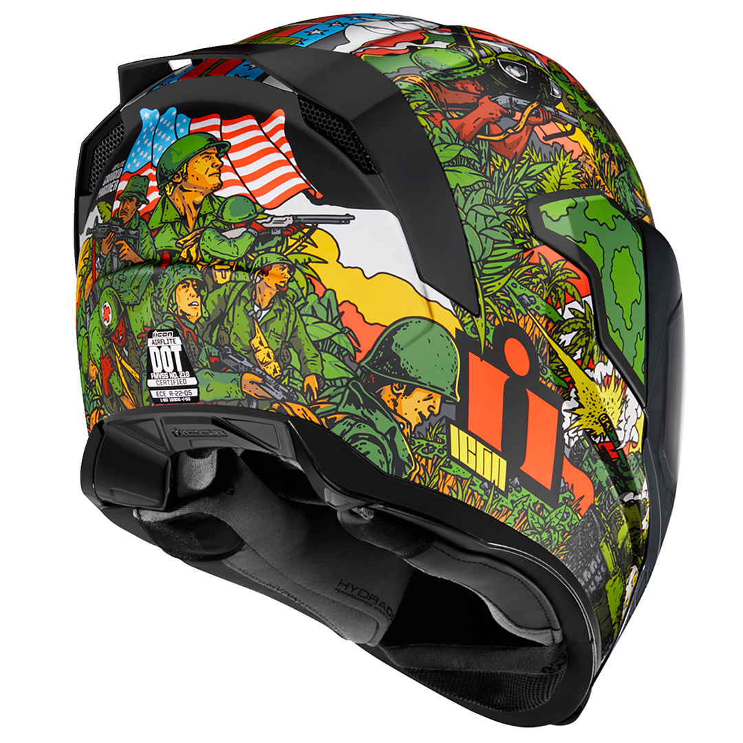 ICON Airflite™ GP23 Helmet Green - Rear Right Side View