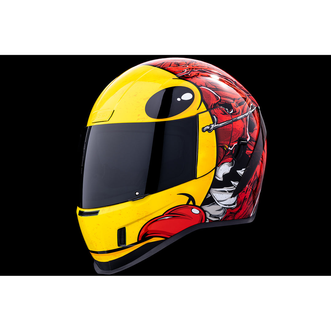 ICON Airform™ Brozak MIPS® Helmet Red - Front Left Side View with Dark Studio Background