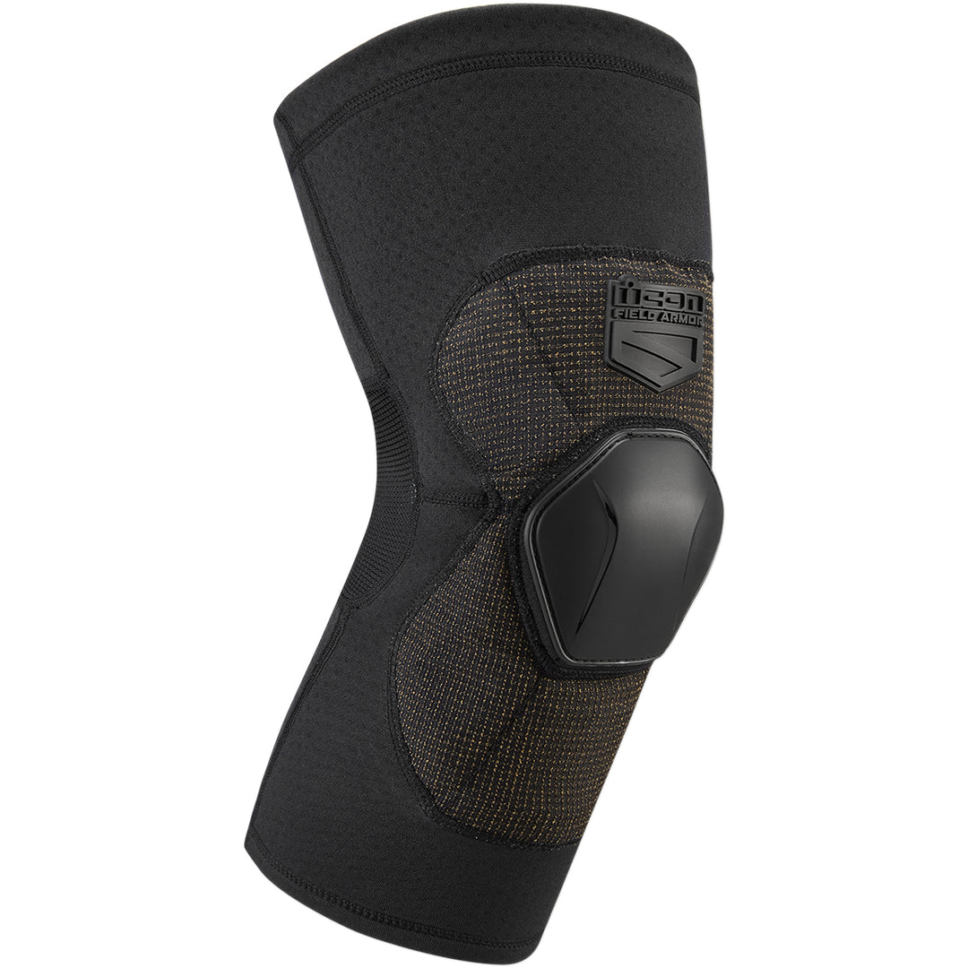 ICON Field Armor™ Compression Knee Guards Black - Front Side View