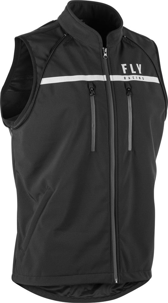 Fly Racing Patrol Softshell Jacket Black - Front View without Sleeves