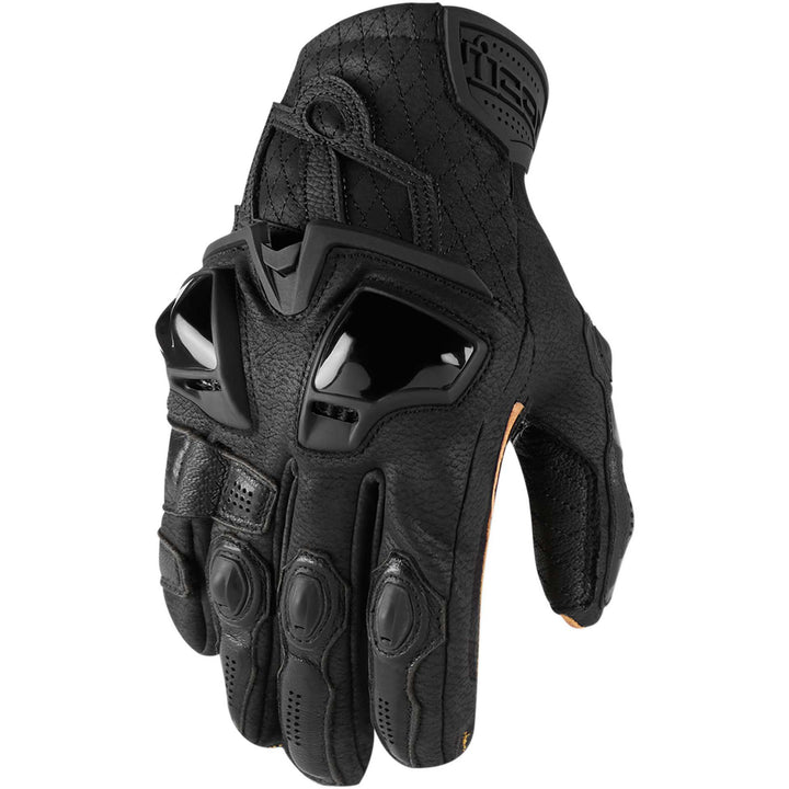 ICON Motorcycle Hypersport Short Gloves Black - Back of Hand View
