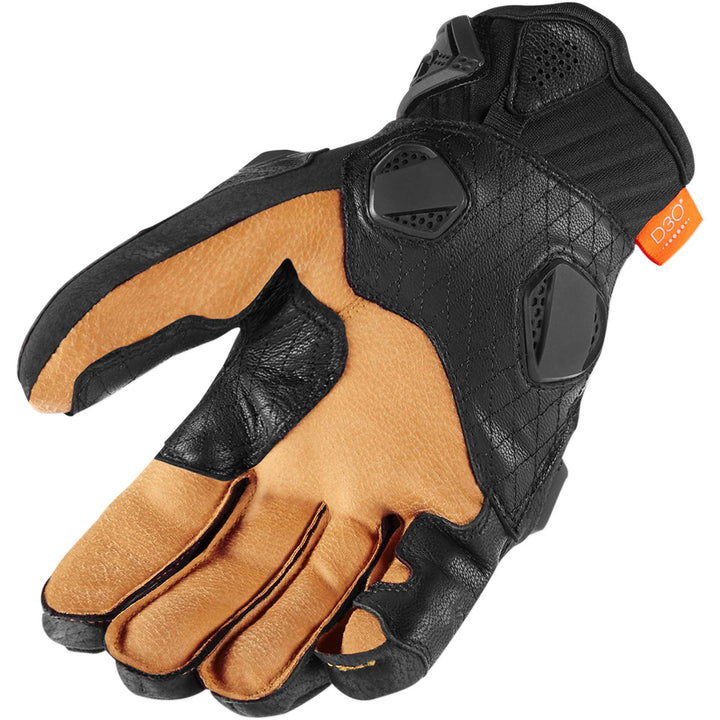 ICON Motorcycle Hypersport Short Gloves Black - Palm View
