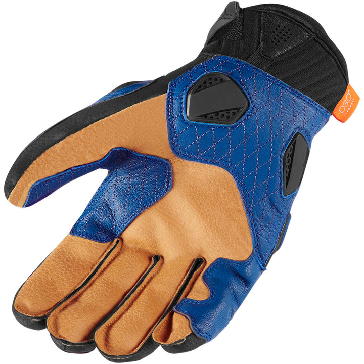 ICON Motorcycle Hypersport Short Gloves Blue - Palm View