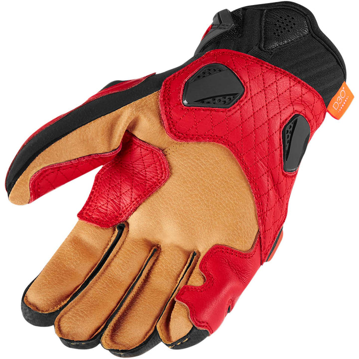 ICON Motorcycle Hypersport Short Gloves Red - Palm View
