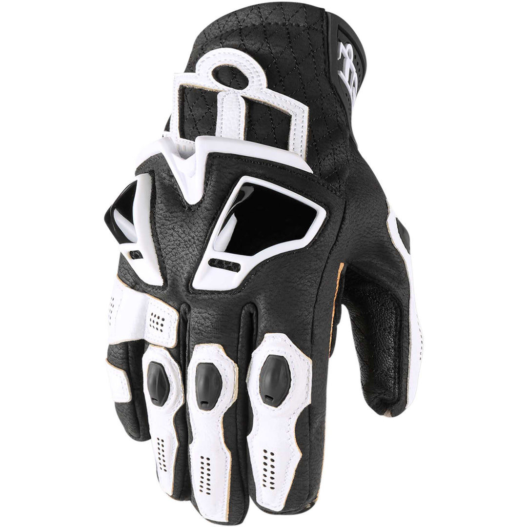 ICON Motorcycle Hypersport Short Gloves White - Back of Hand View