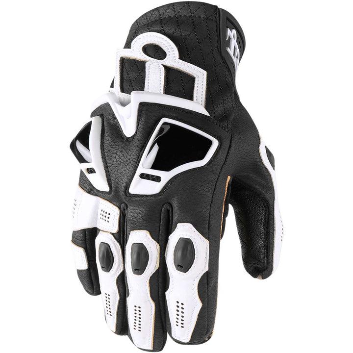 ICON Motorcycle Hypersport Short Gloves White - Back of Hand View