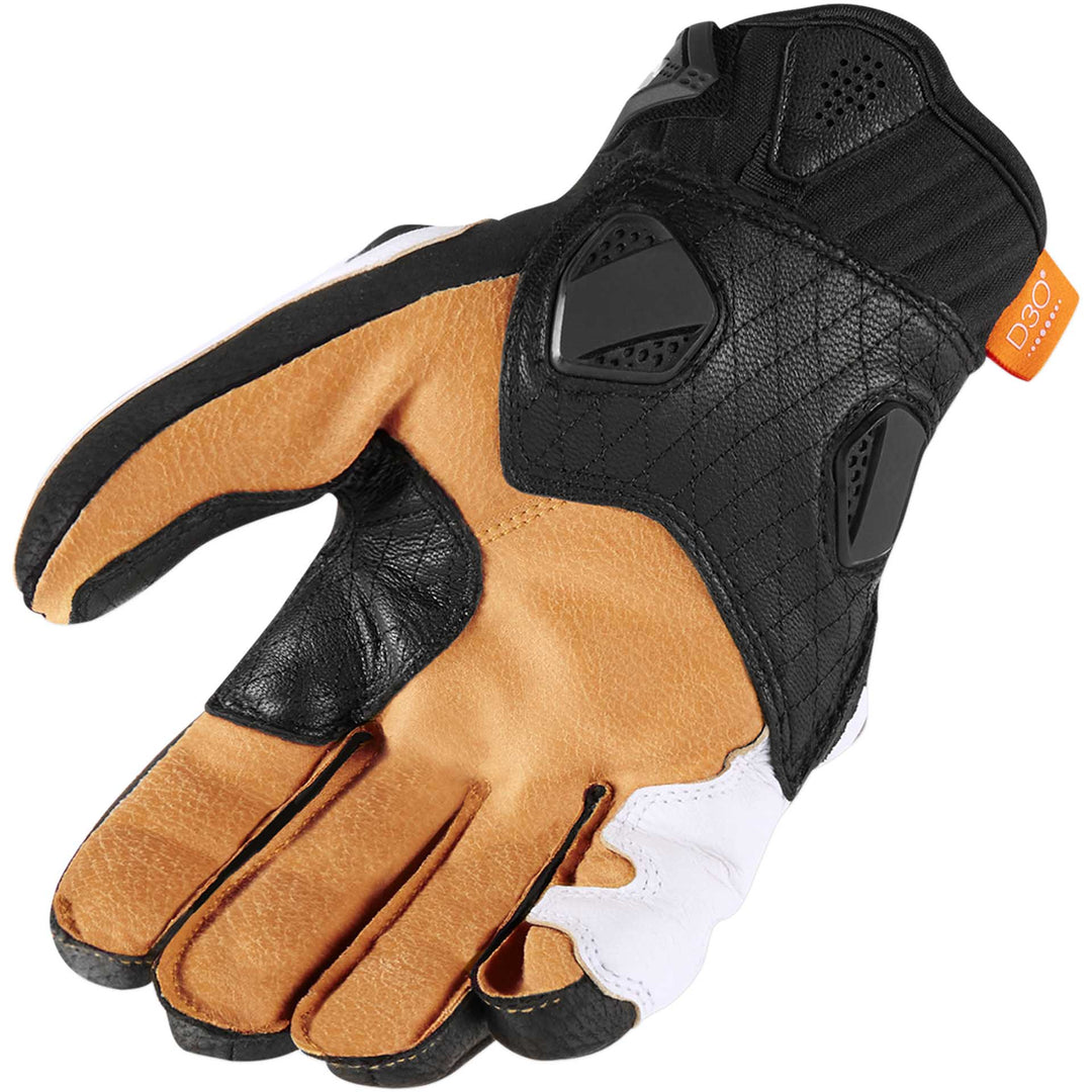 ICON Motorcycle Hypersport Short Gloves White - Palm View